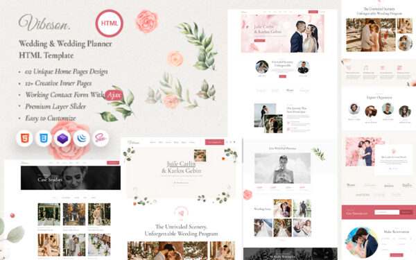 Vibeson - Elegant Wedding Planner Event Photography Html Template 